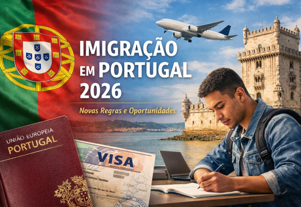Imagem que retrata o cenário de imigração em Portugal em 2026