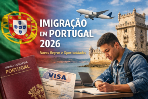 Imagem que retrata o cenário de imigração em Portugal em 2026