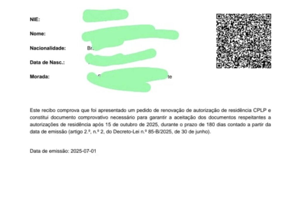 comprovativo digital AIMA